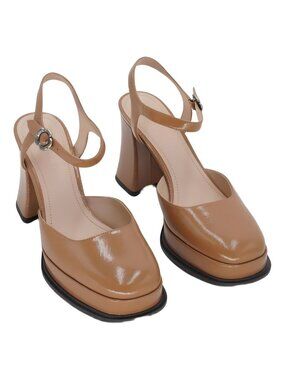 COACH Tea Rose Sculpted-Heel Platform Pump Honey Brown EU 39 US 8.5